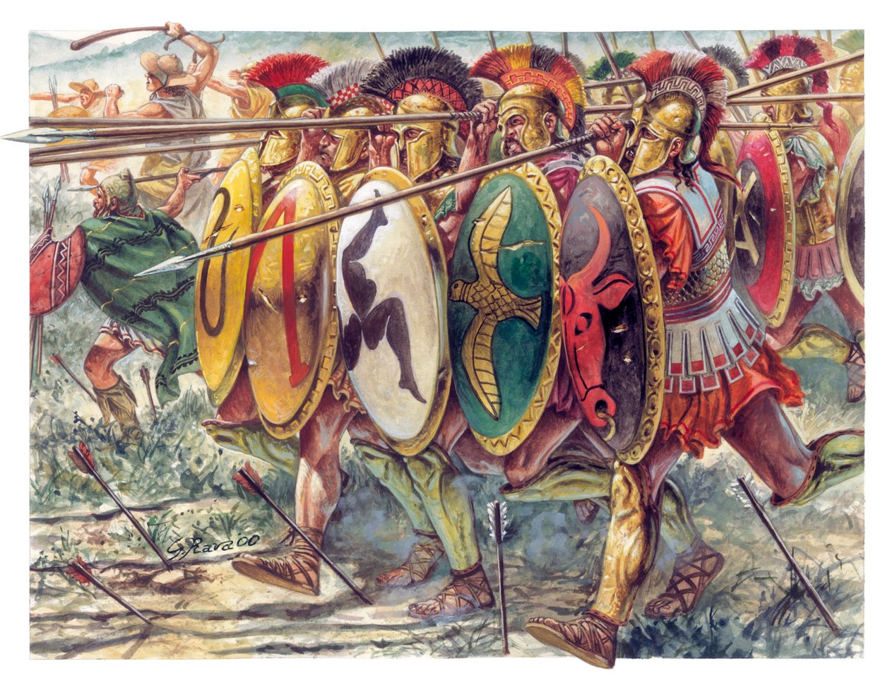 Starověké Řecko: hoplíté, pěchota, těžké zbraně - Ancient greece: hoplites - Illustration by Giuseppe Rava od Giuseppe Rava