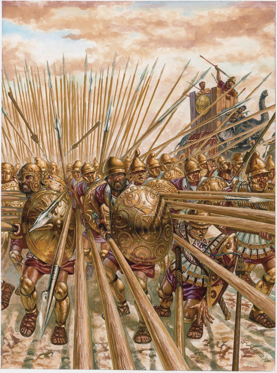 Starověké Řecko: Epirotská falanga Pyrrha I. (378-272 př. n. l.) - Ancient greece: phalanx of Pyrrhus (Pyrrhos) of Epirus - Illustration by Giuseppe Rava od Giuseppe Rava