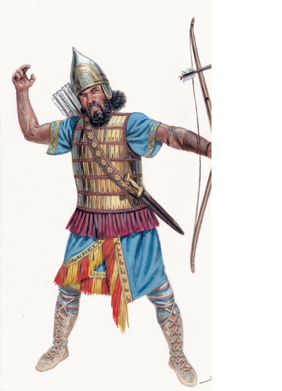 Antiquite: Asyrský těžký lučištník - Asyrský těžký lučištník - Ilustrace Giuseppe Rava od Giuseppe Rava