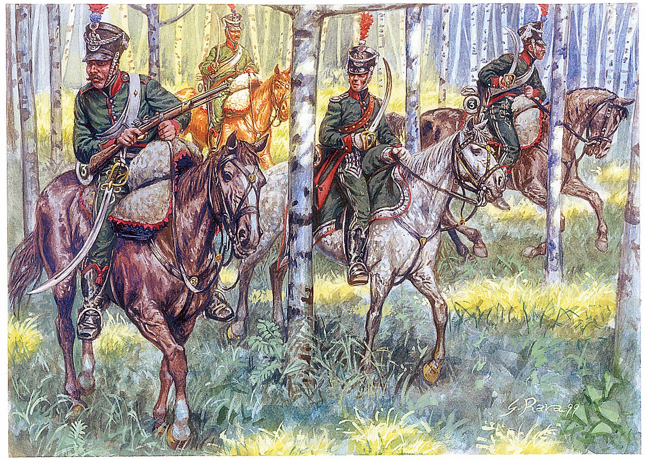 První císařství: Lovci na koních Velké armády Napoleona I. Hlídka - Ilustrace Giuseppe Rava od Giuseppe Rava
