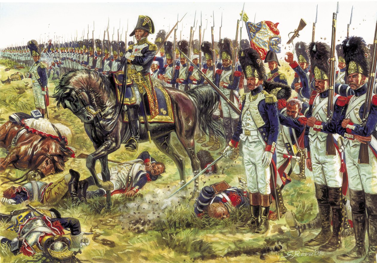 První císařství: bitva u Esslingu (nebo bitva u Aspern) v květnu 1809 mezi vojáky Velké armády Napoleona I. vedené generálem Dorsennem a rakouskou armádou - První císařství: bitva u Aspern-Esslingu v květnu 1809 mezi císařskou frenc gu od Giuseppe Rava