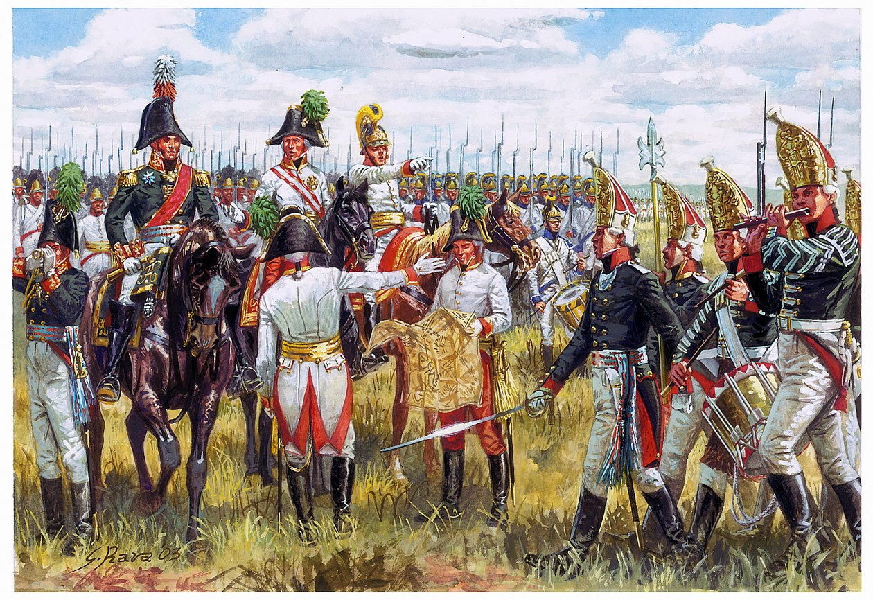První říše: Rakousko-ruský štáb třetí koalice v roce 1805 - První říše: generální štáb rakousko-ruský v roce 1805 - Ilustrace Giuseppe Rava od Giuseppe Rava