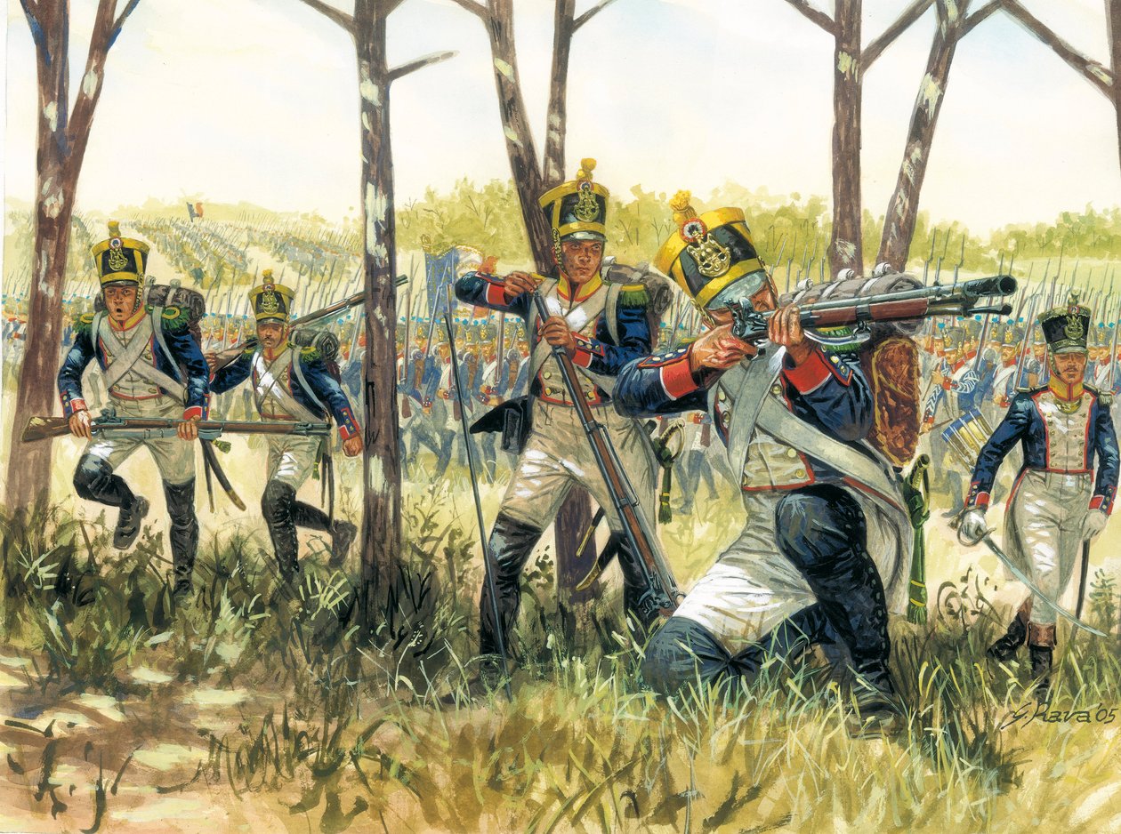 První říše: Francouzští pěší voltižéři - First empire: French Skirmish voltigeurs - Ilustrace Giuseppe Rava od Giuseppe Rava