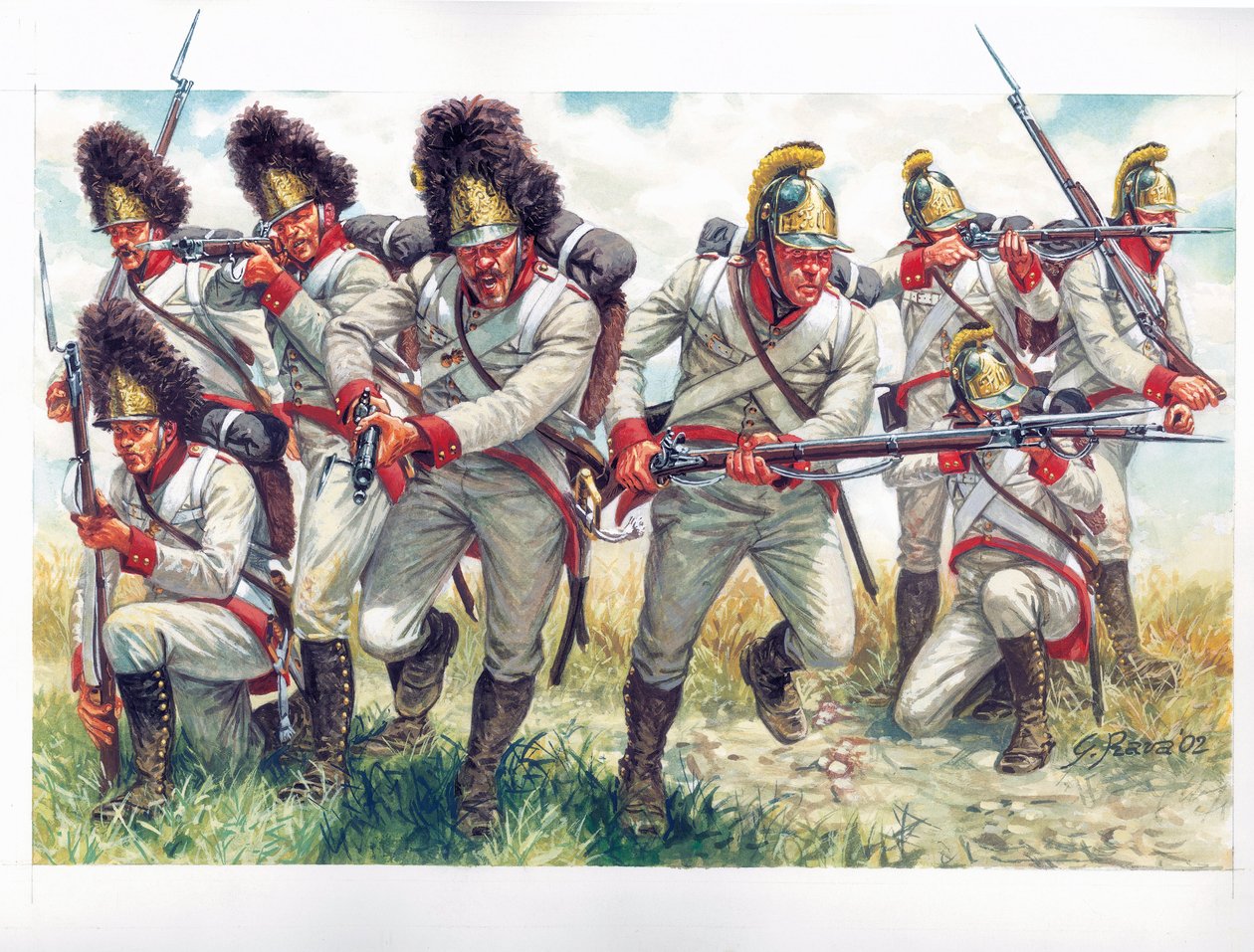 První říše: Granátníci rakouské pěchoty v roce 1809 - První císařství: granátníci rakouské pěchoty 1809 - Ilustrace Giuseppe Rava od Giuseppe Rava