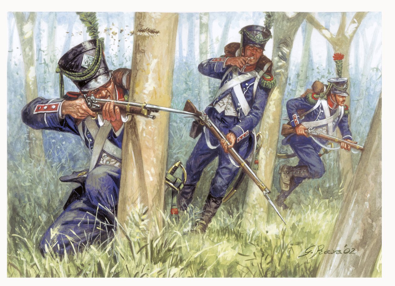 První říše: První říše: Lehká pěchota v lese - Ilustrace Giuseppe Rava od Giuseppe Rava