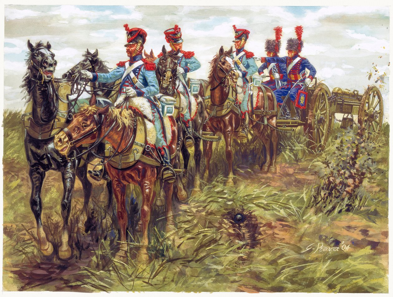 První říše: dělostřelectvo Velké armády v pohybu - Ilustrace Giuseppe Rava od Giuseppe Rava