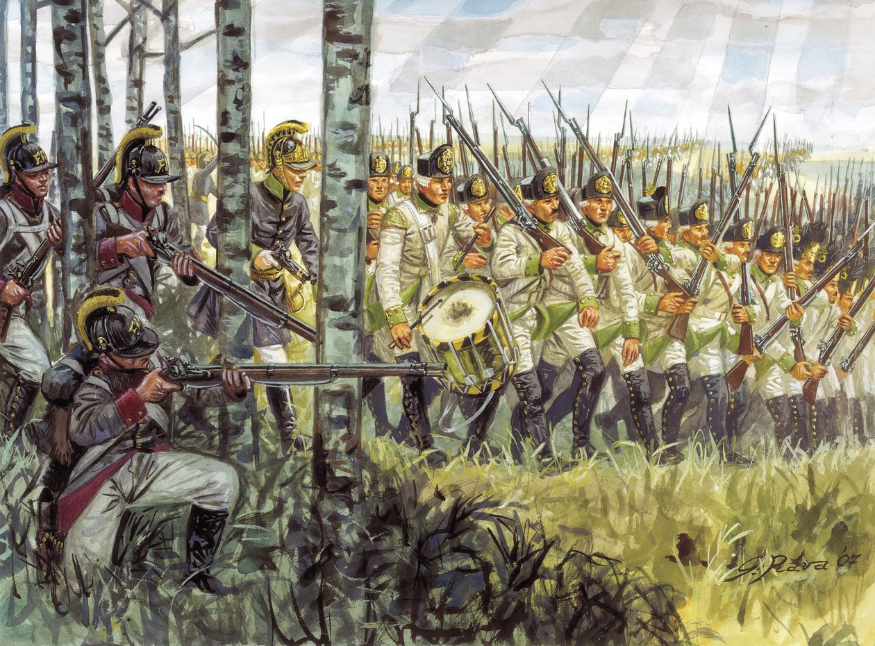 První císařství: vojáci rakouské pěchoty v předvoji kolem roku 1798 - 1805 - První císařství: vojáci rakouské pěchoty za pochodu od Giuseppe Rava