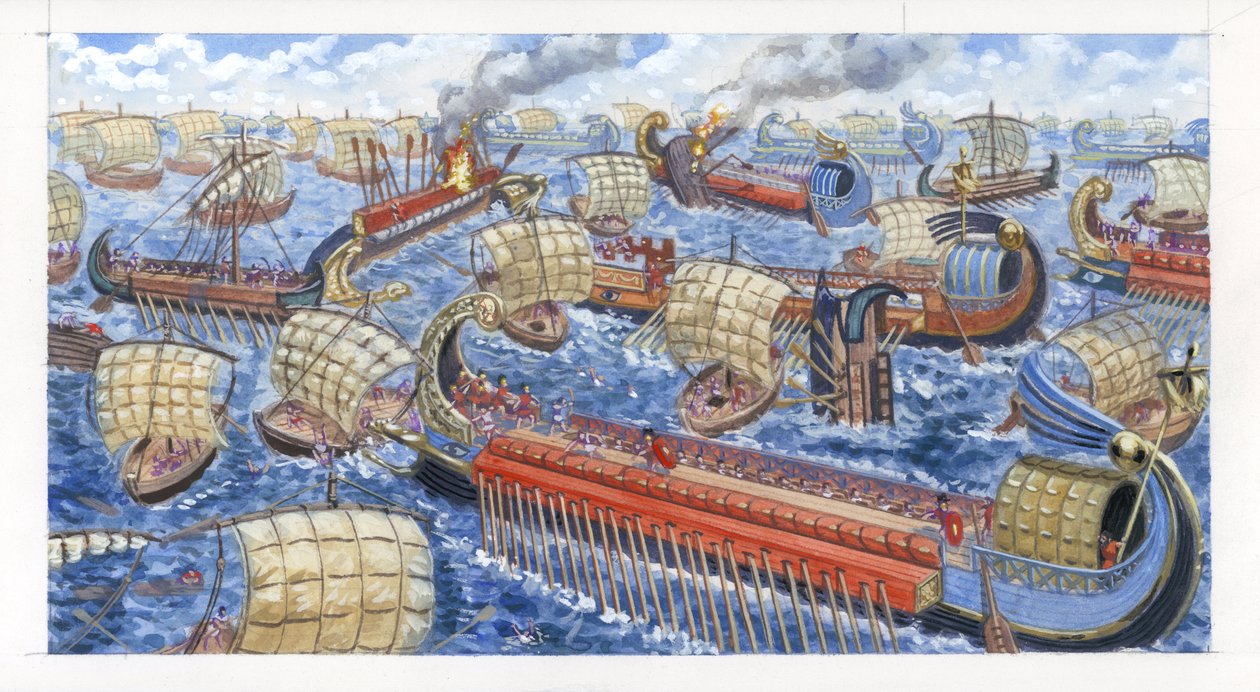 Gnaeus Pompeius Magnus poráží v bitvě cilicijské piráty. od Giuseppe Rava