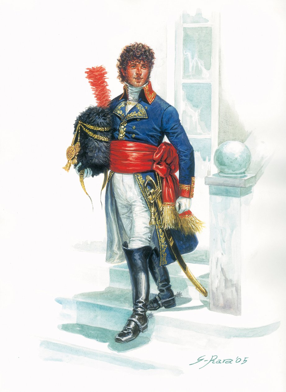 Portrait en pied de Joachim Murat (1767-1815) jeune militaire - Portrét mladého Joachima Murata - Ilustrace Giuseppe Rava od Giuseppe Rava