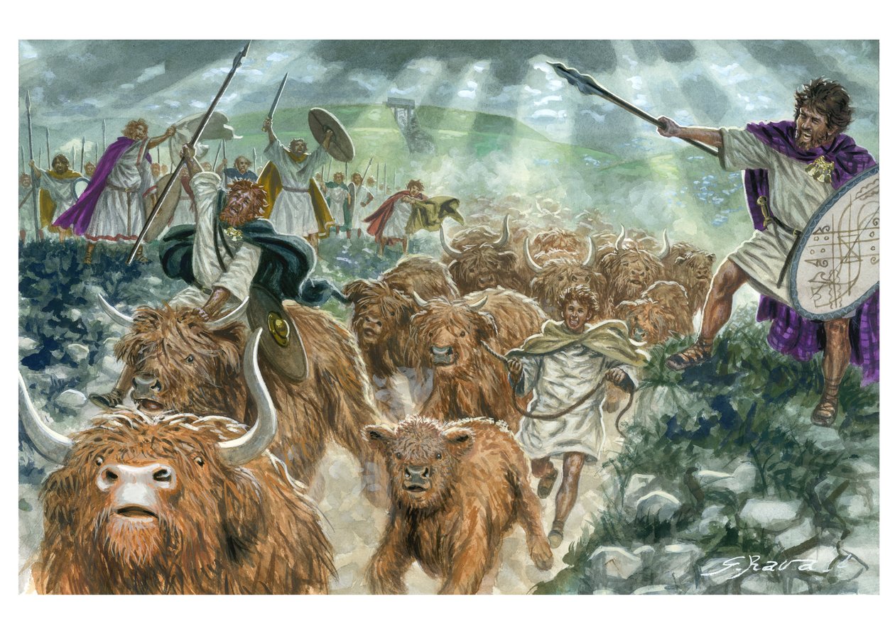 Tain Bo Cuailnge Přepadení dobytka v Cooley od Giuseppe Rava