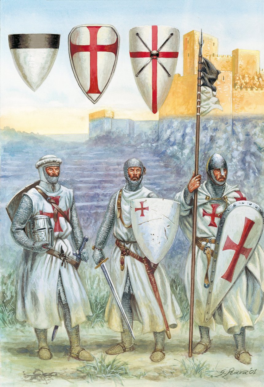 Templářští rytíři (Ilustrace) od Giuseppe Rava