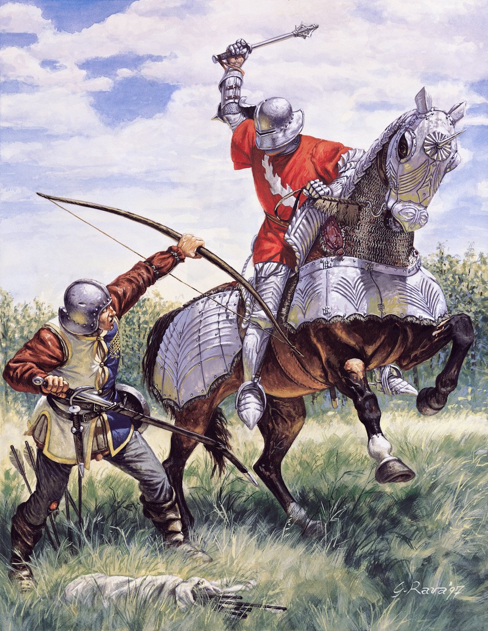 Válka dvou růží (1455-1485): Válka růží: bitva mezi královským rodem Yorků a Lancasterů - The War of Roses: battle fought between House of York and House of Lancaster - (1448-48) od Giuseppe Rava
