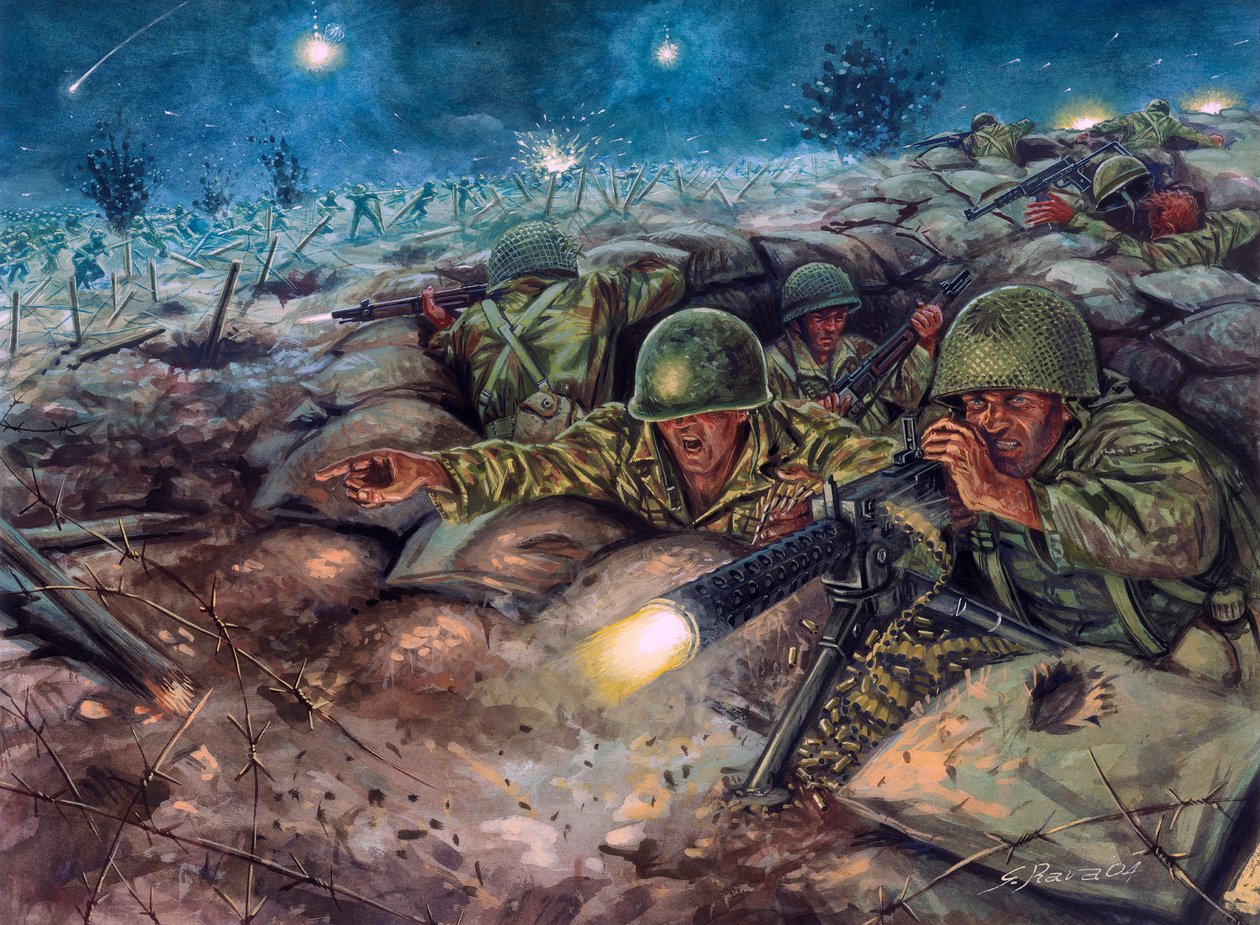 Bitva u Dien Bien Phu, v níž proti sobě stála francouzská armáda a Viet Minh. od Giuseppe Rava