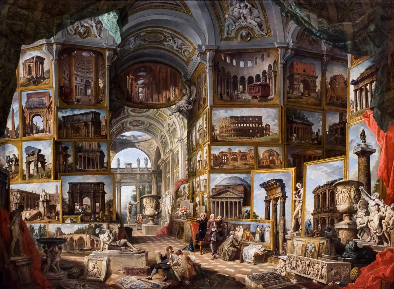 Starověký Řím, asi 1754/57 (olej na plátně) od Giuseppe & Salvi Nicola (1697-1751) Pannini