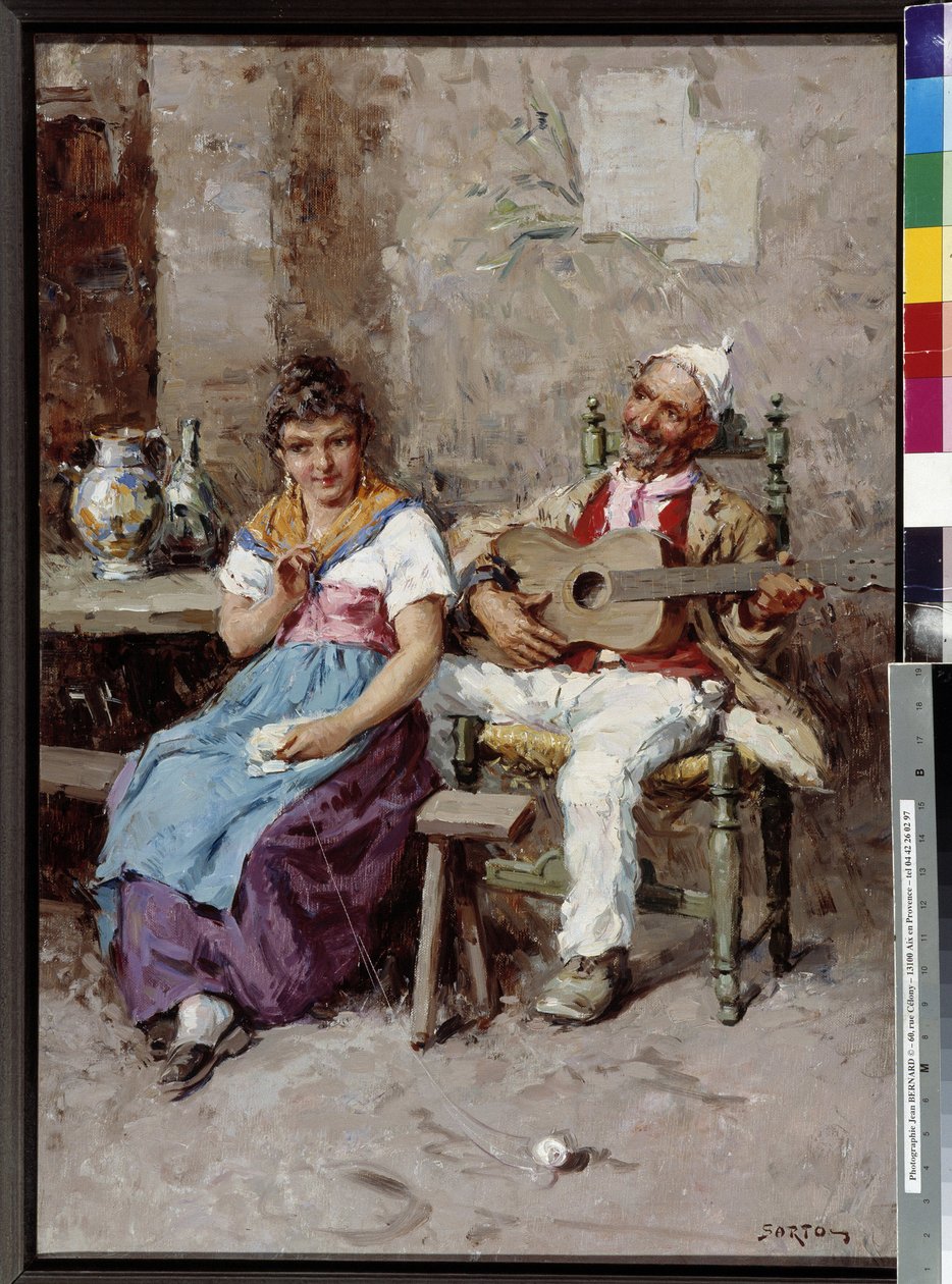 Tavern Scene Painting od Giuseppe Sartoriho (1863-1922) Povinná zmínka: Založení sbírky pozdravů z Provence, Marseille od Giuseppe Sartori