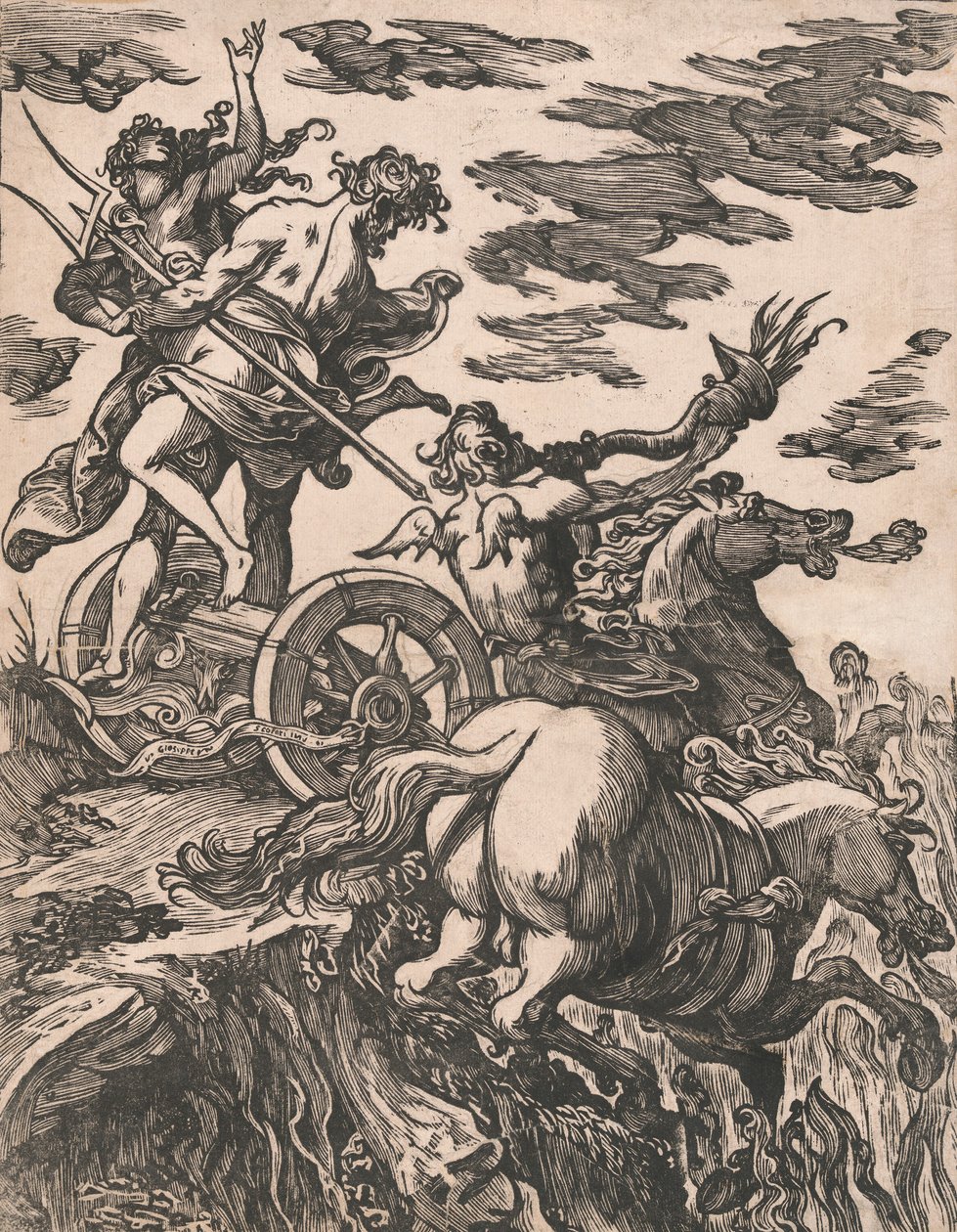 Znásilnění Persefony s Plutem na koni vpravo, 1590-1607. od Giuseppe Scolari