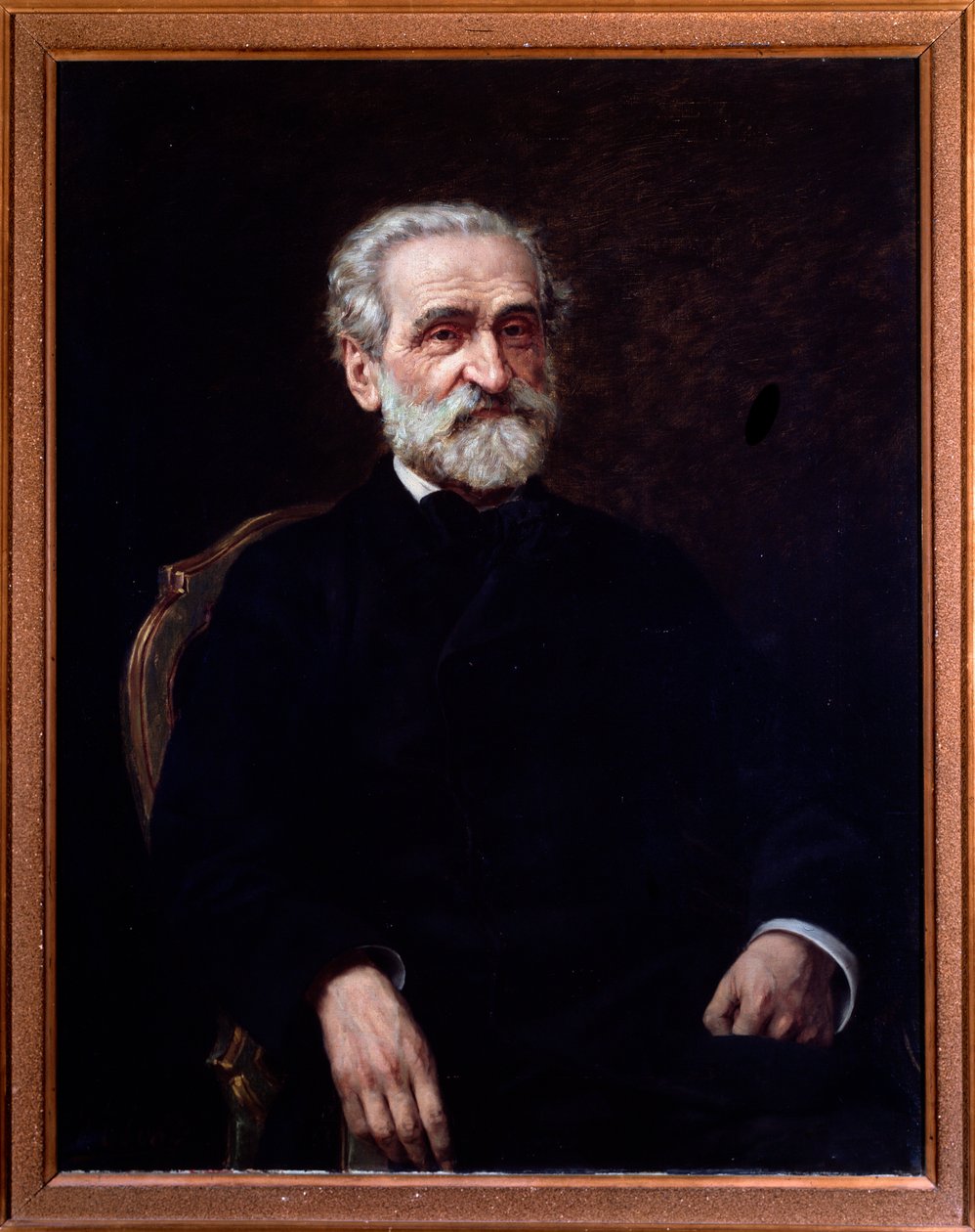 Portrét Giuseppe Verdiho (1813-1901) italského skladatele. Bologna, občanské hudební muzeum od Giuseppe Tivoli
