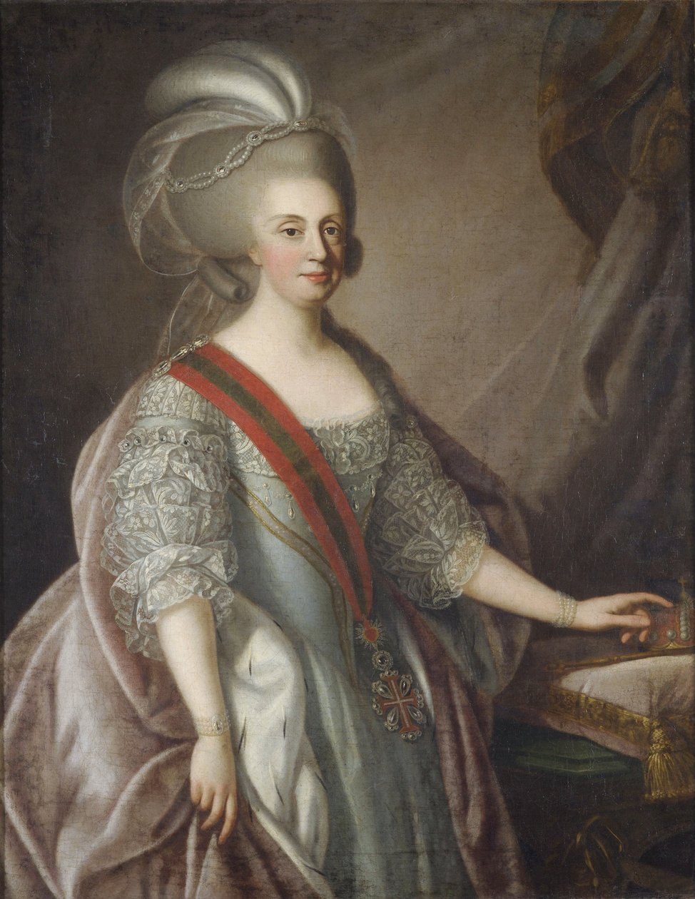 Portugalská královna Marie I., zvaná Pobožná (nebo Šílená) - Portugalská královna Marie I. (1734-1816), Troni, Giuseppe (1739-1810). olej na plátně od Giuseppe Troni