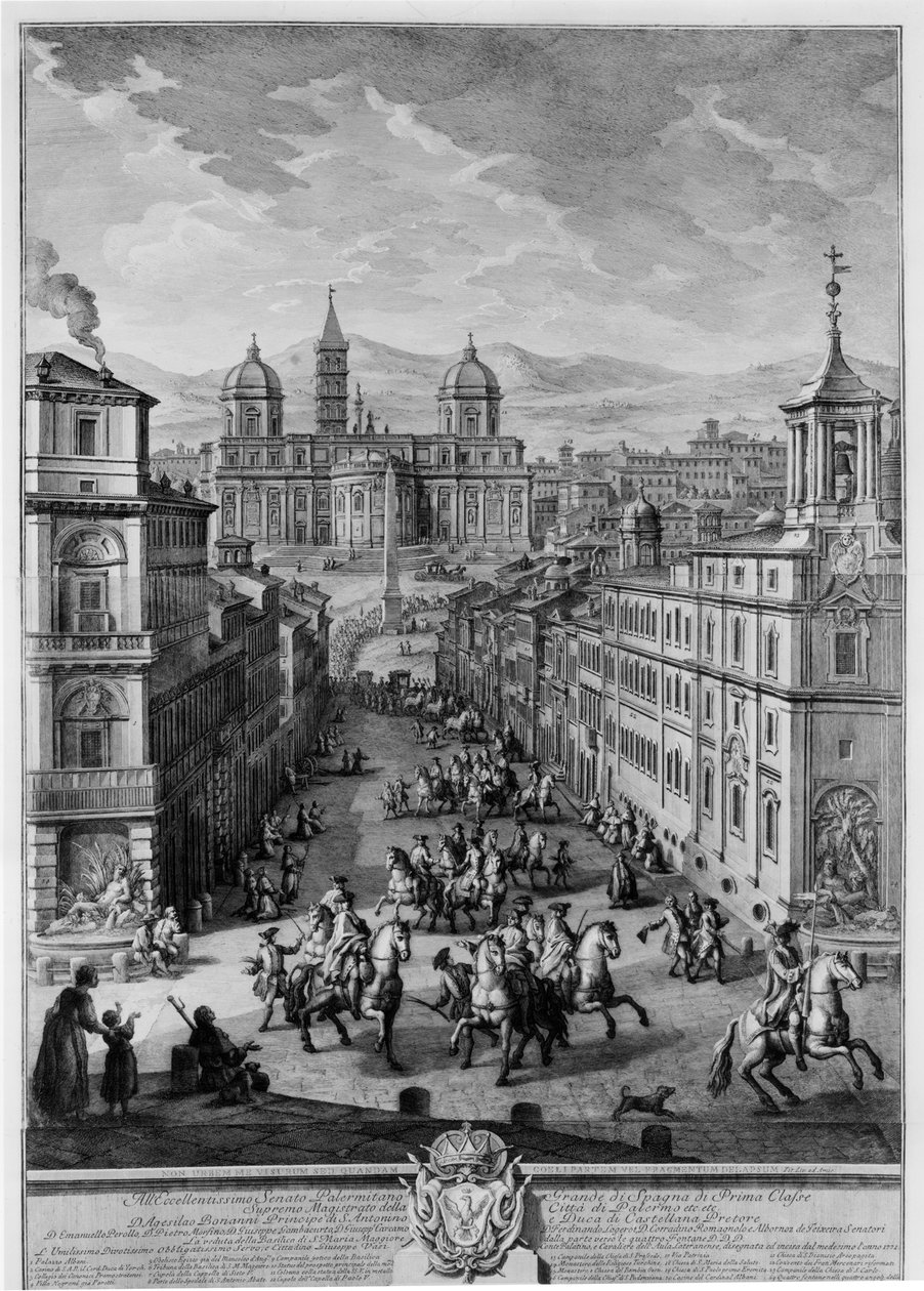 Santa Maria Maggiore z náměstí Piazza delle Quattro Fontane od Giuseppe Vasi