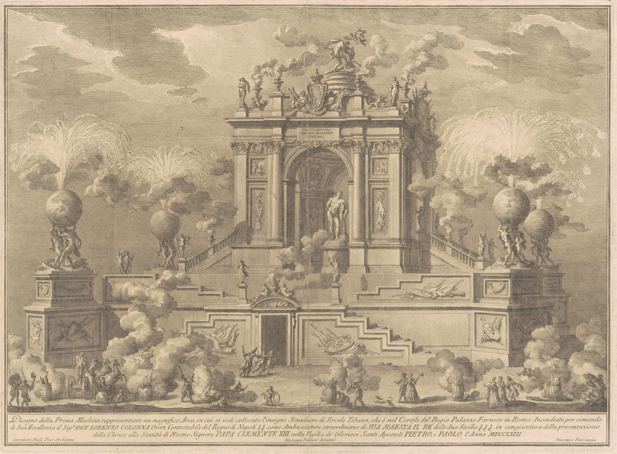 Prima Macchina pro Čínu z roku 1767: Triumfální oblouk s Farnese Herculesem, 1767. od Giuseppe Vasi