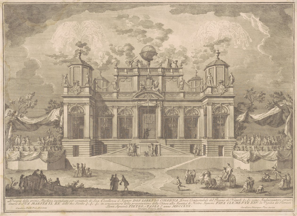 Prima Macchina pro Čínu z roku 1770: Římská budova pro obchod od Giuseppe Vasi, after Giuseppe Palazzi, after Paolo Posi