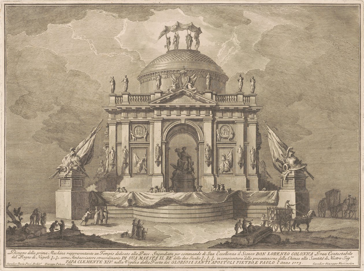 Prima Macchina pro Čínu z roku 1773: Chrám míru od Giuseppe Vasi, after Giuseppe Palazzi, after Paolo Posi