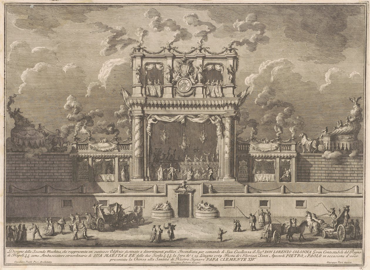 Seconda Macchina pro Čínu z roku 1769: Budova pro veřejnou zábavu od Giuseppe Vasi, after Giuseppe Palazzi, after Paolo Posi