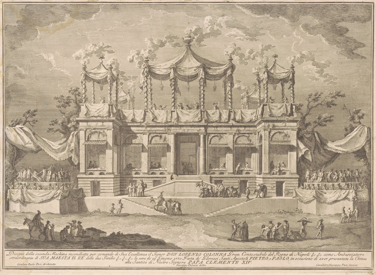 Seconda Macchina pro Čínu z roku 1770: Rybí trh Portico od Giuseppe Vasi, after Giuseppe Palazzi, after Paolo Posi