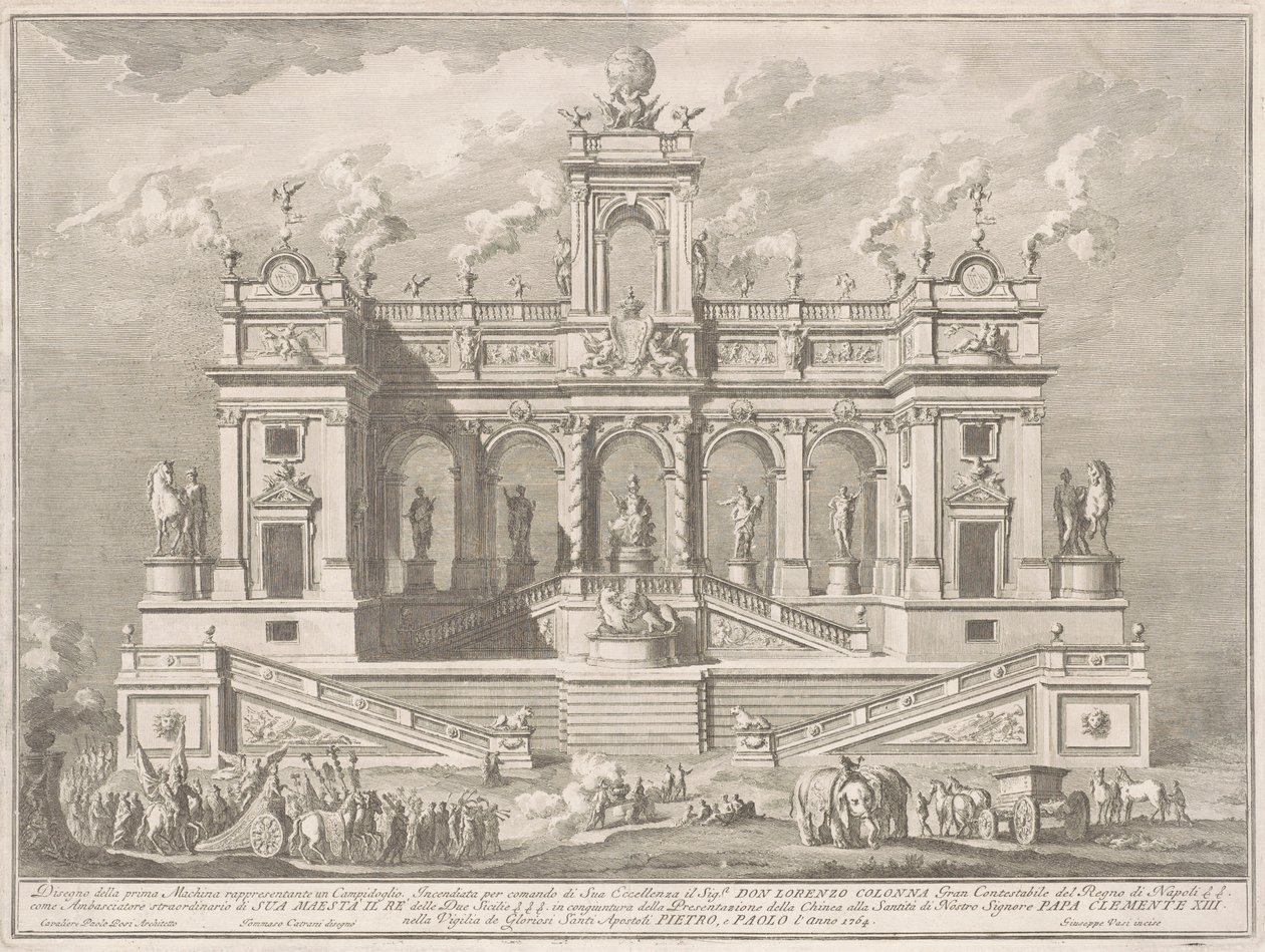 Prima Macchina pro Čínu z roku 1764: Budova Kapitolu od Giuseppe Vasi, after Tommaso Catrani, after Paolo Posi