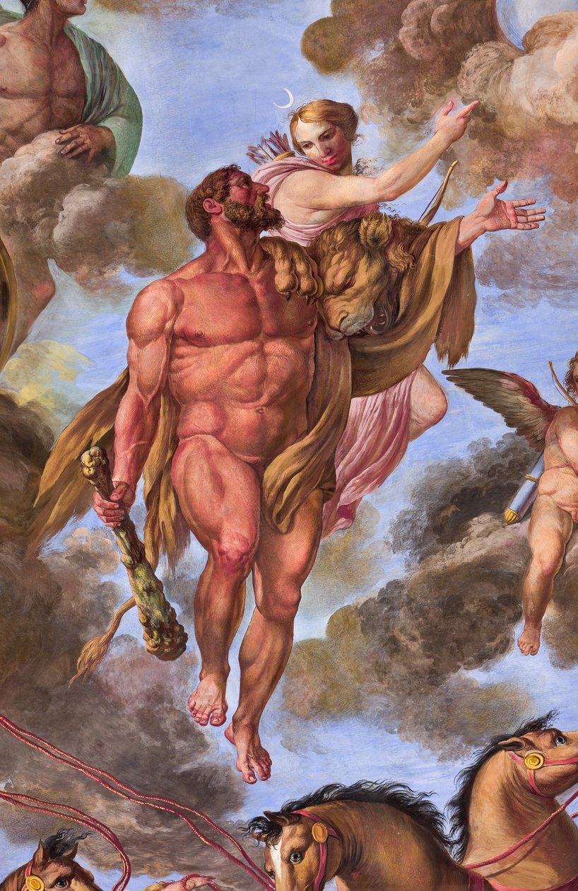 Detail představující Artemis, Apoteózu Herkula od Giuseppe Velasco