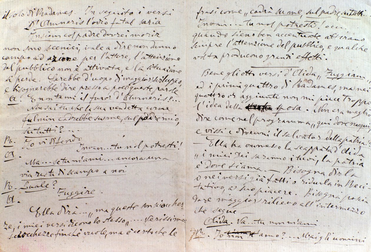 Ručně psaný dopis Giuseppe Verdiho autorovi libret Aida Antoniovi Ghislanzonimu od Giuseppe Verdi