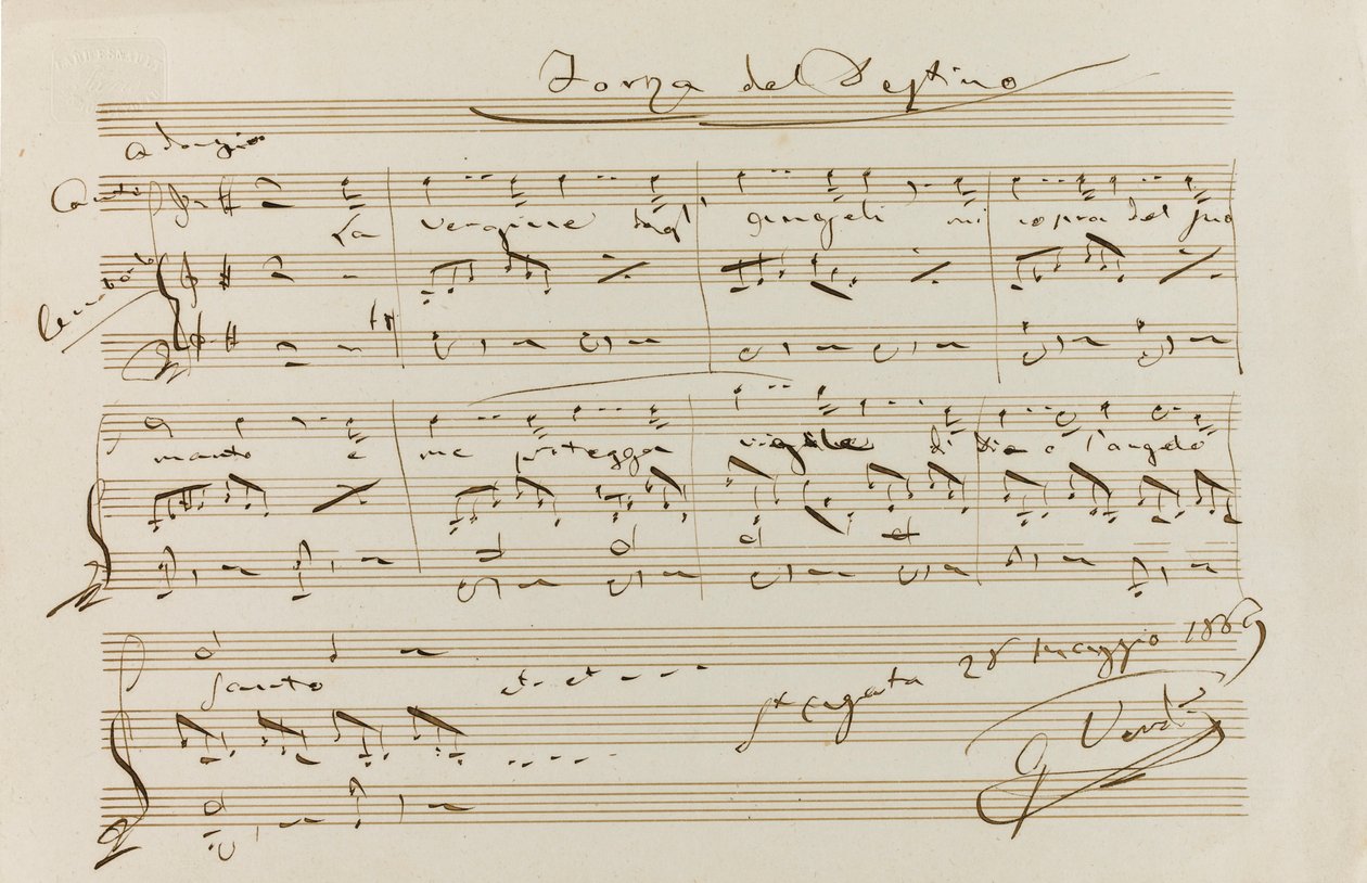 Hudební citát z La forza del destino, St Agata, 28. května 1869, 1869. od Giuseppe Verdi