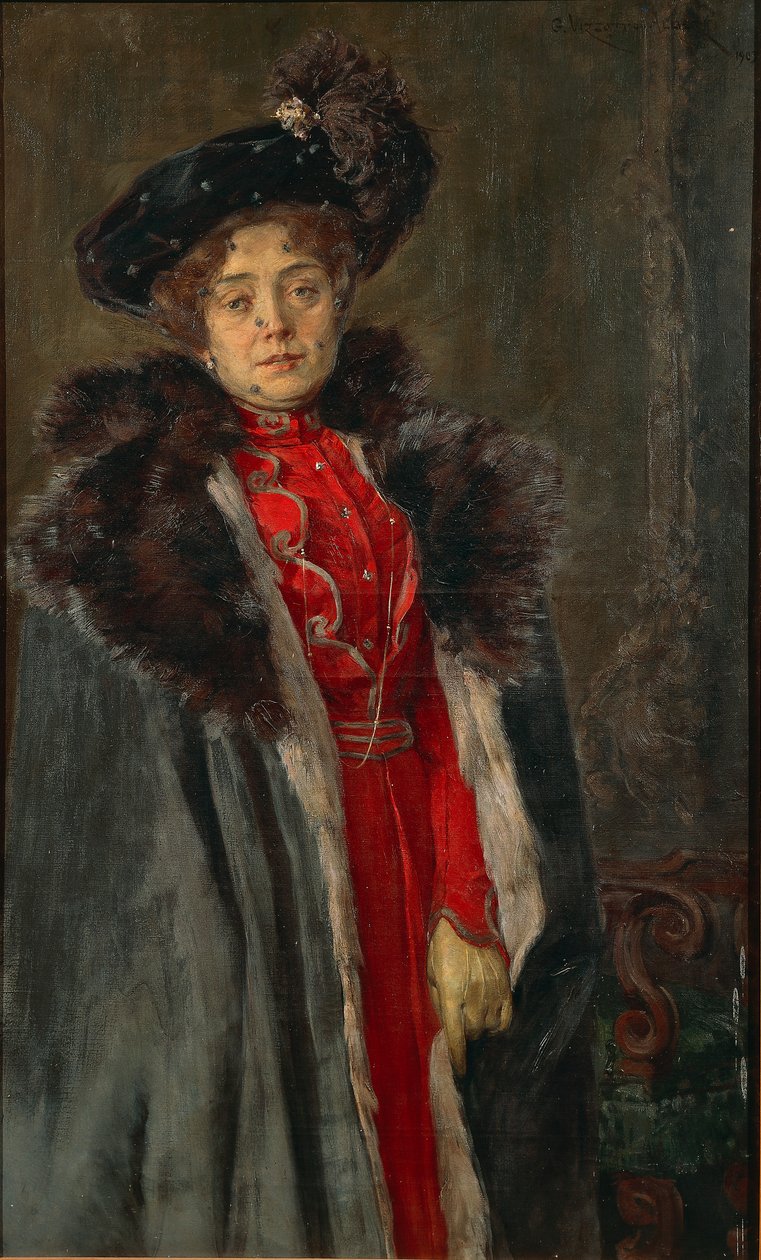 Portrét manželky od Giuseppe Vizzotto Alberti, olej na plátně od Giuseppe Vizzotto Alberti