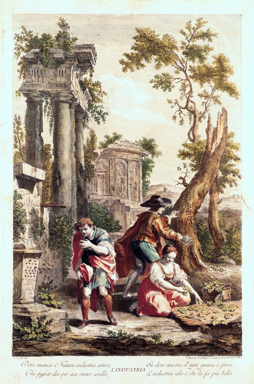 Alegorické zobrazení průmyslu. Kresba Giuseppe Zocchi (1711-1767) 18. století. od Giuseppe Zocchi