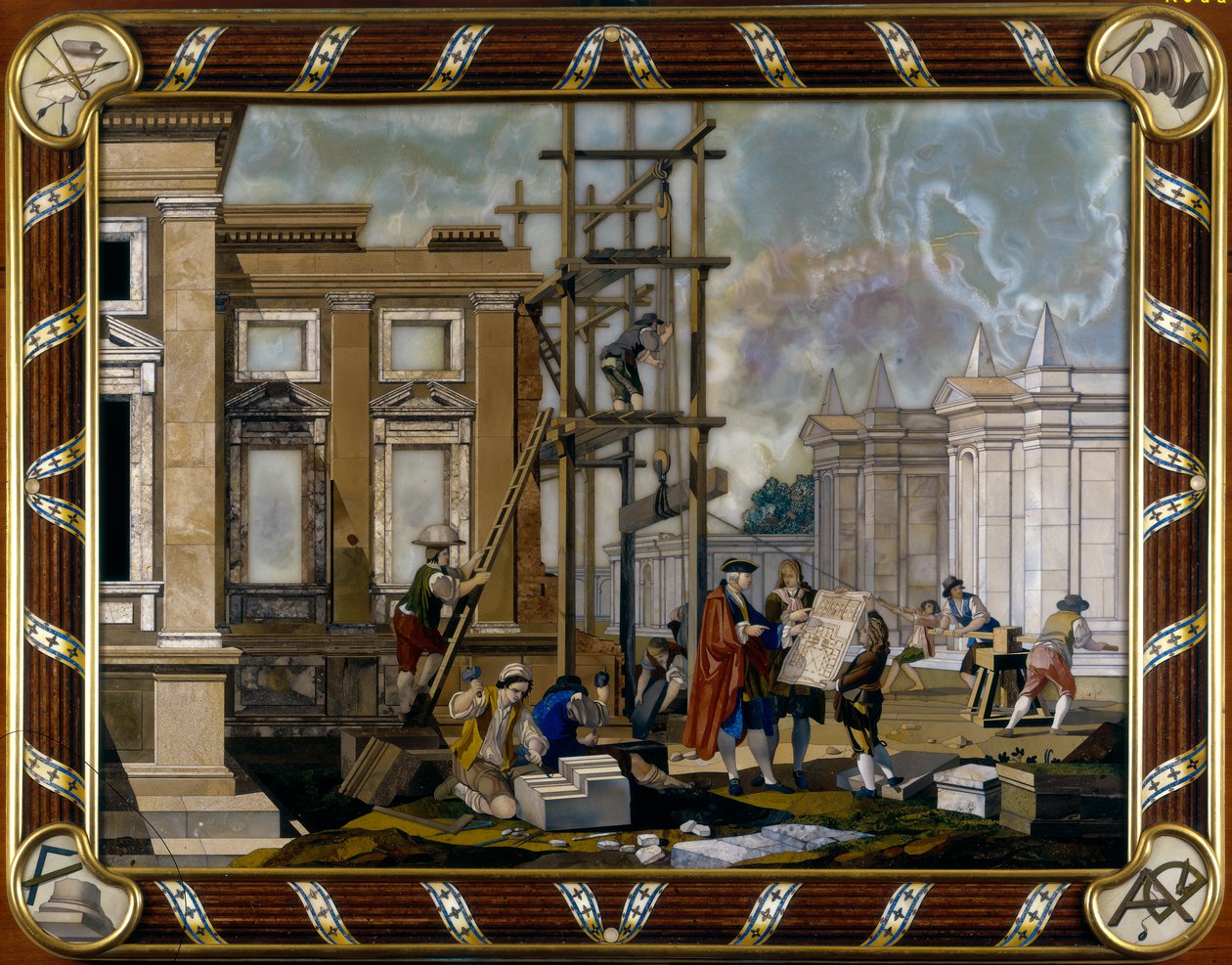 Panel in pietre dure intarzie zobrazující architekturu od Giuseppe Zocchi