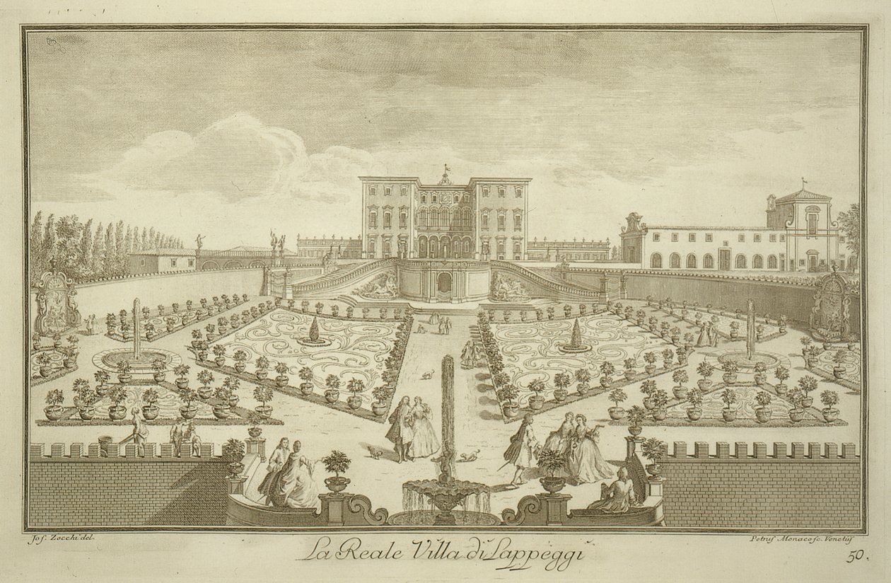 Villa Lappeggi, z Pohledy na Toskánsko, publikovaná c.1744-57 od Giuseppe Zocchi