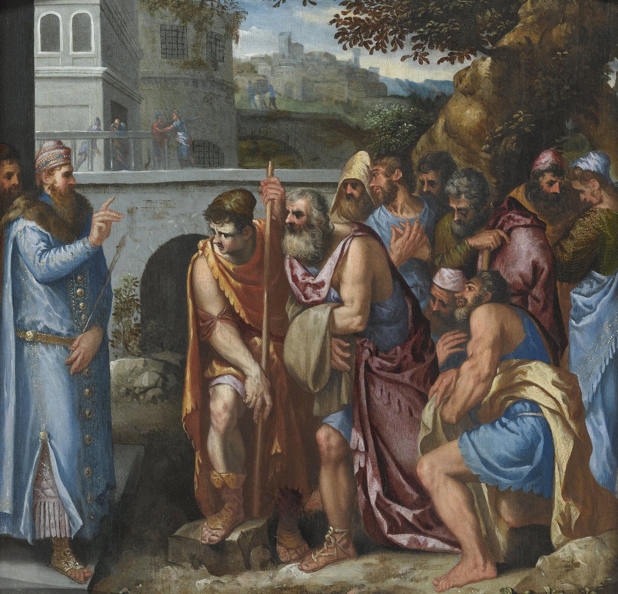 Joseph a jeho bratři par Salviati, Giuseppe (1520-1575). Olej na dřevě, rozměr: 62x62 od Giuseppe della Porta Salviati