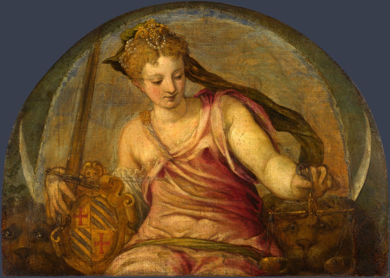 "Spravedlnost"" Allegorie Peinture de Giuseppe Salviati (1520-1575) - cca 1559 - Olej na plátně Rozměr 90,2x125,1 cm Národní galerie v Londýně od Giuseppe della Porta Salviati