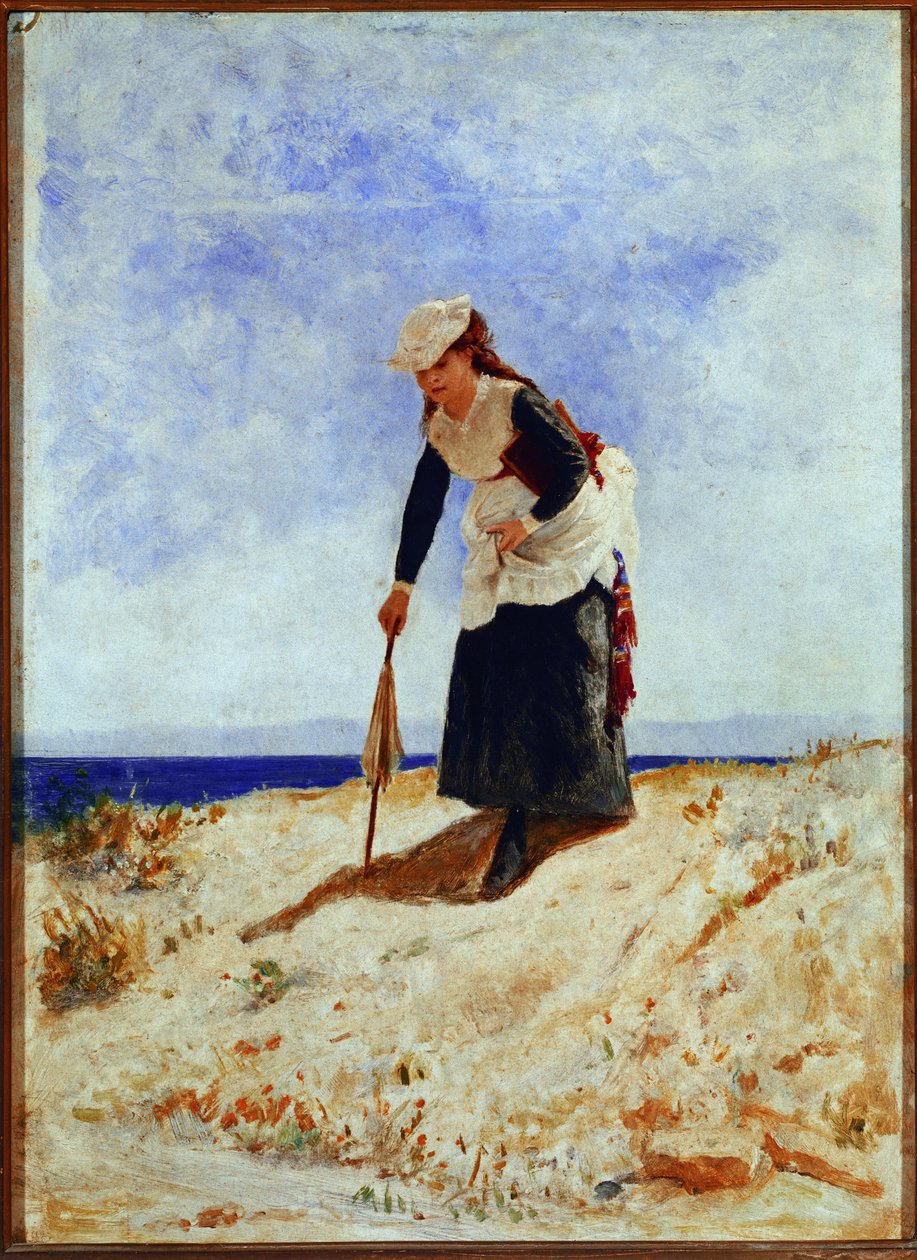 Žena na písku (olej na plátně od Giuseppe or Joseph de Nittis