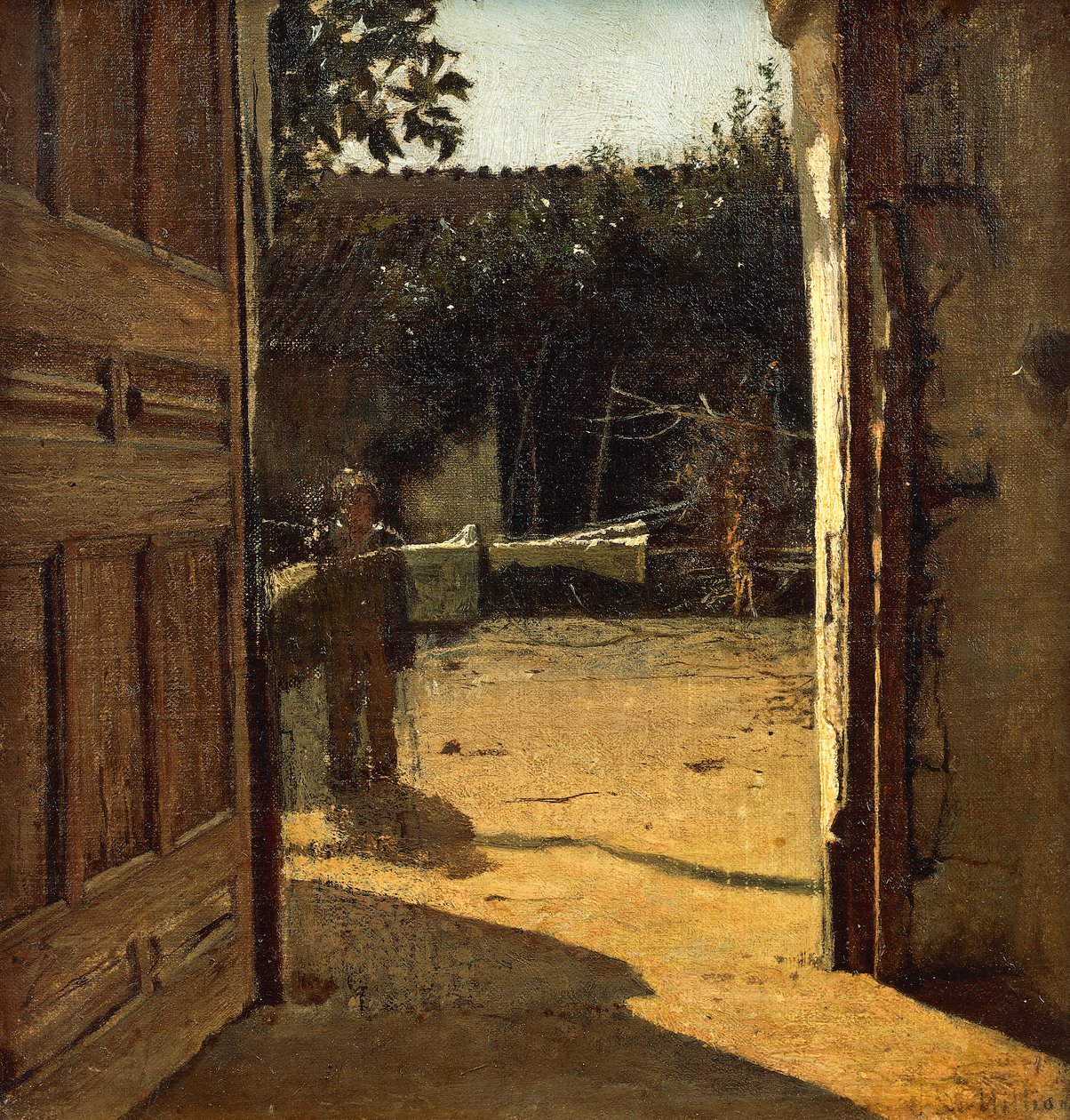 Nádvoří na slunci, interiér venkovského domu od Giuseppe or Joseph de Nittis