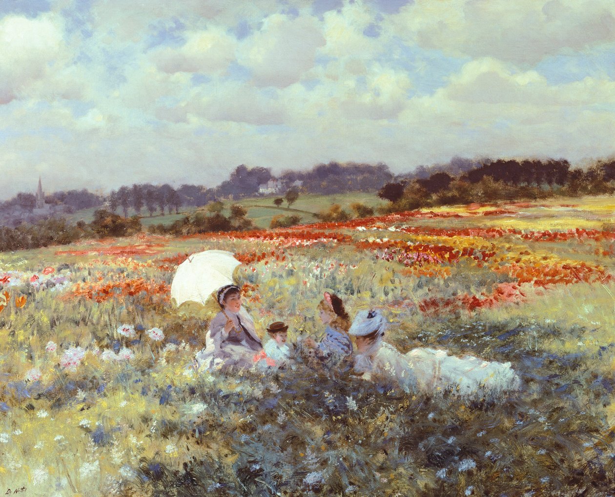 Fields near London, od Giuseppe de Nittis (1846-1884). od Giuseppe or Joseph de Nittis