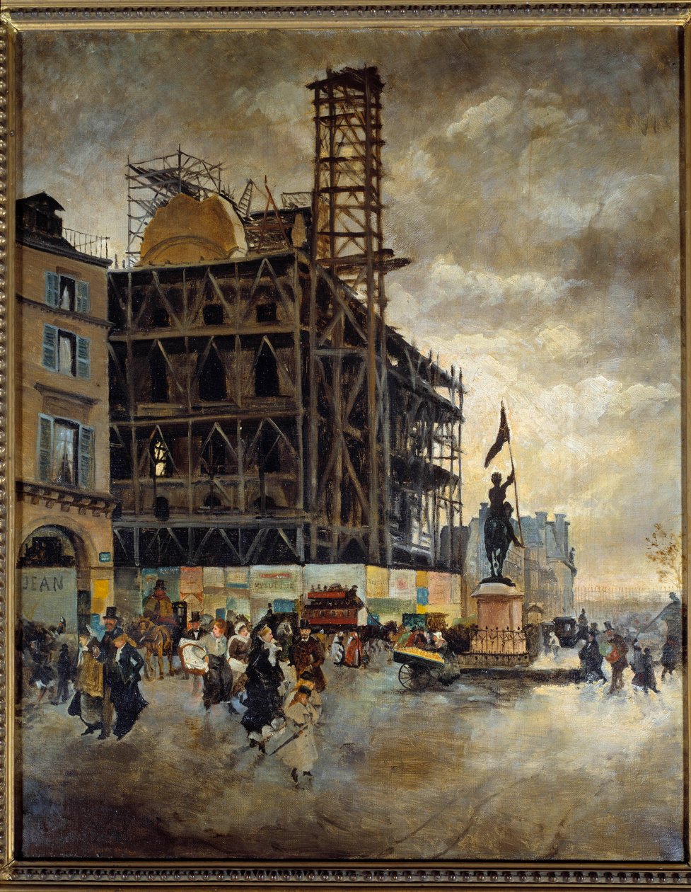 Place de pyramides stavba marsanského pavilonu (Paříž) v roce 1880. Obraz Guiseppe Nittis (1846-1884) Ec. Ital od Giuseppe or Joseph de Nittis