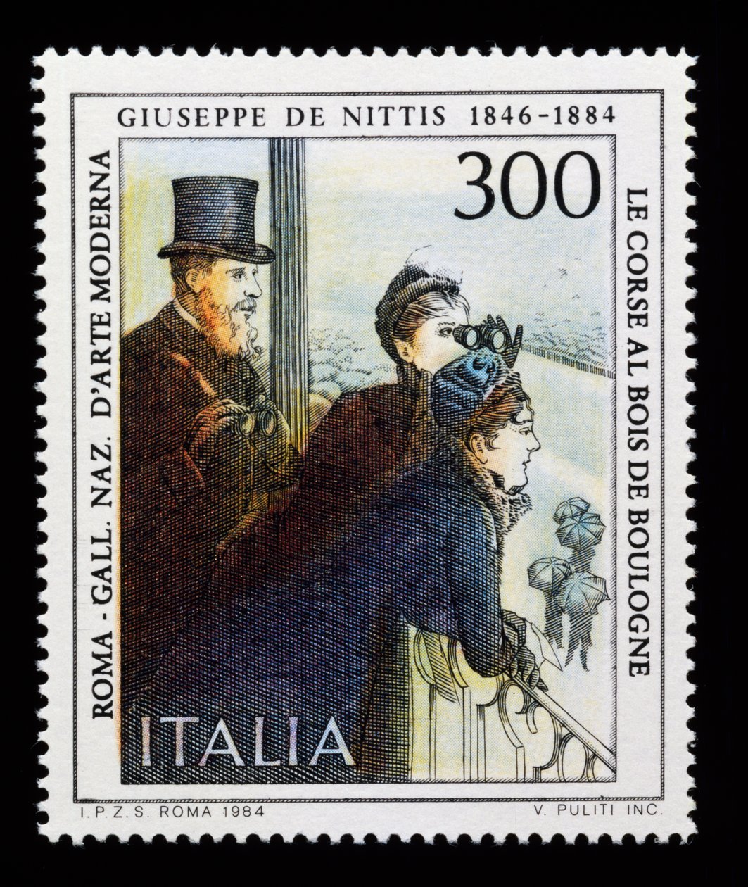 Poštovní známka z italské umělecké série k poctě Giuseppe de Nittis (1846-1884), známka 300 lir od Giuseppe or Joseph de Nittis