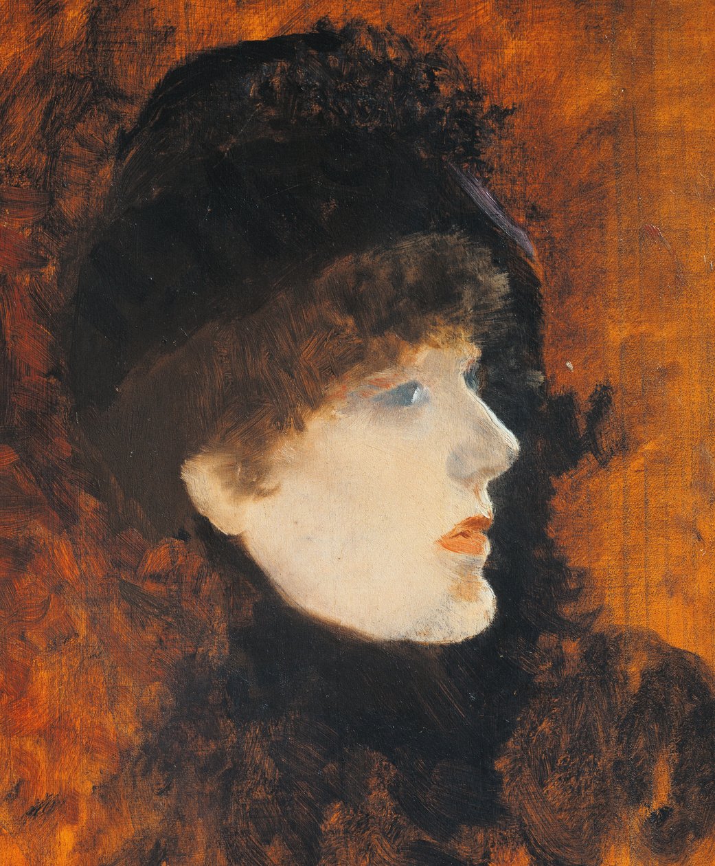 Sarah Bernard, by Giuseppe de Nittis (1846-1884), oil on panel, 35x265 cm od Giuseppe or Joseph de Nittis