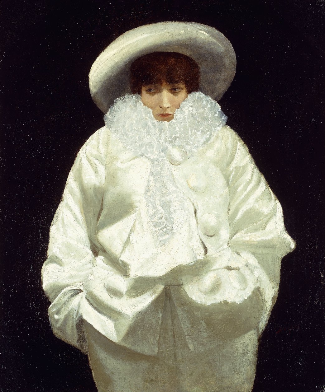 Sarah Bernhardt jako Pierrot, od Giuseppe or Joseph de Nittis