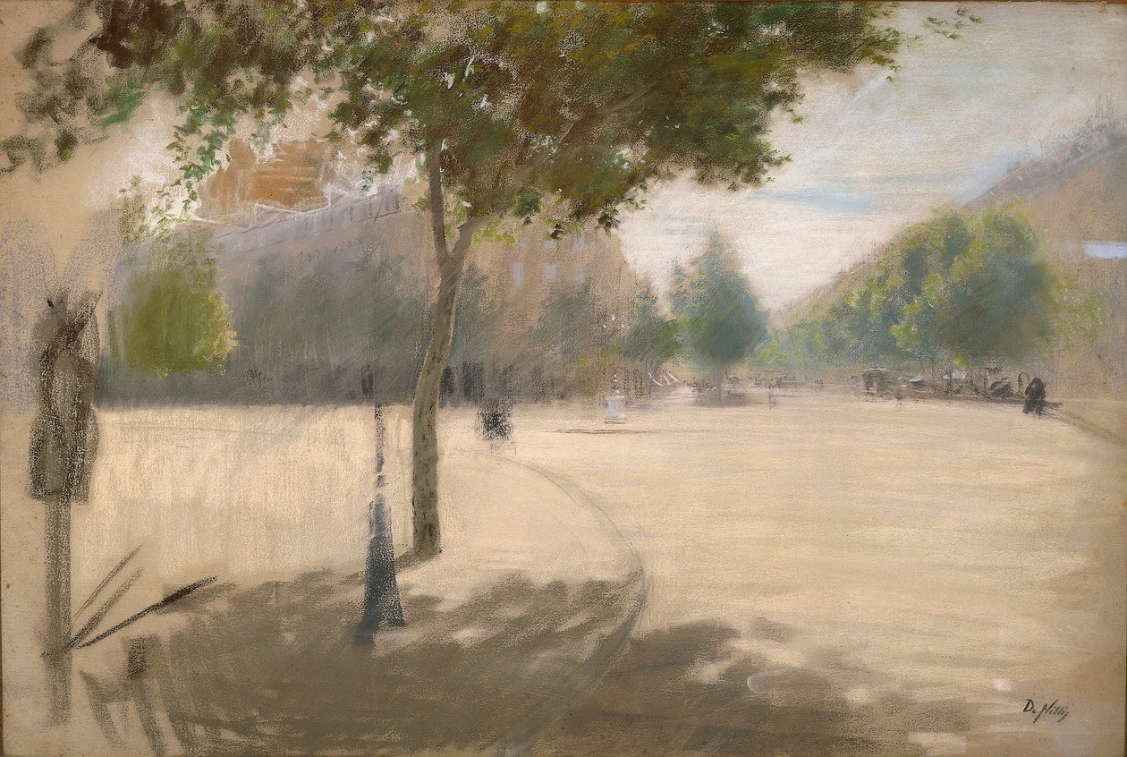 Slunečné náměstí (olej na plátně) od Giuseppe or Joseph de Nittis