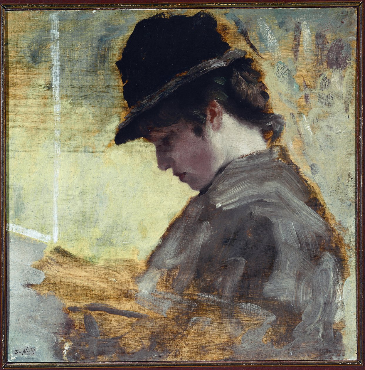 Anglická dívka (olej na plátně od Giuseppe or Joseph de Nittis