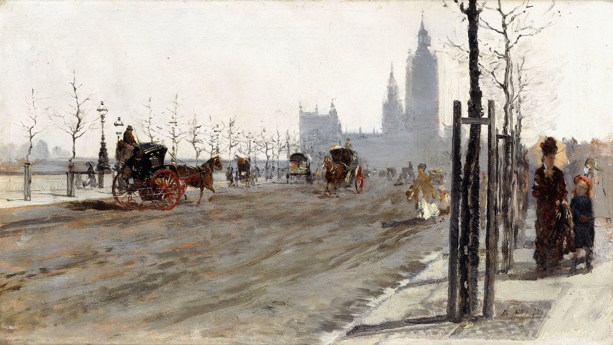 Victoria Embankment, Londýn, 1875 od Giuseppe or Joseph de Nittis