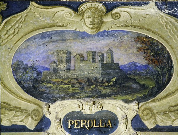 Perolla, ze série kartuší zobrazujících obrazy rezidencí vlastněných Conte Pannochieschi d