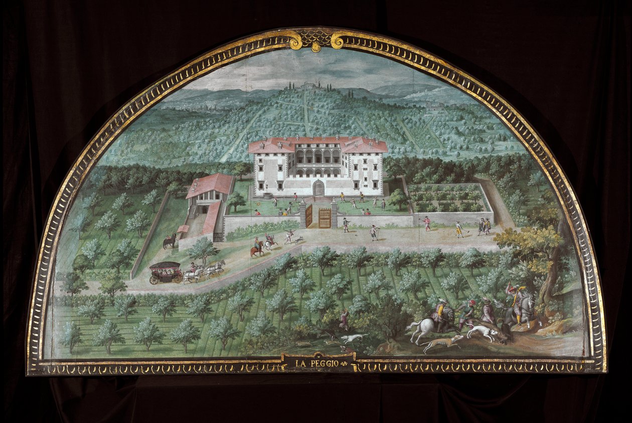 Pohled na Villa La Peggio poblíž Florencie, Itálie (Tempera od Giusto Utens